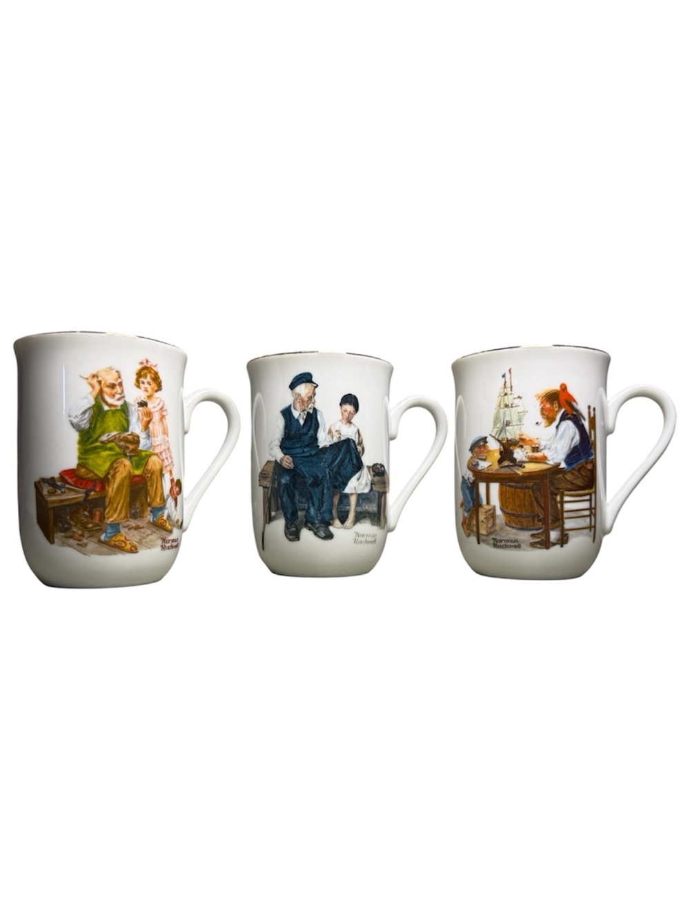 Vintage 1982 Norman Rockwell Museum Coffee
Mugs - Set of 3 Porcelain
